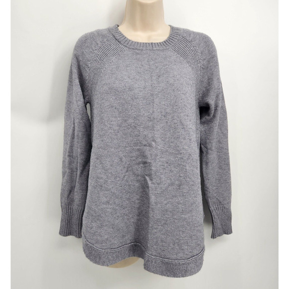 Joan Vass Pullover Sweater Women's Size Medium Gray Crew Neck Relaxed Fit - Picture 1 of 9